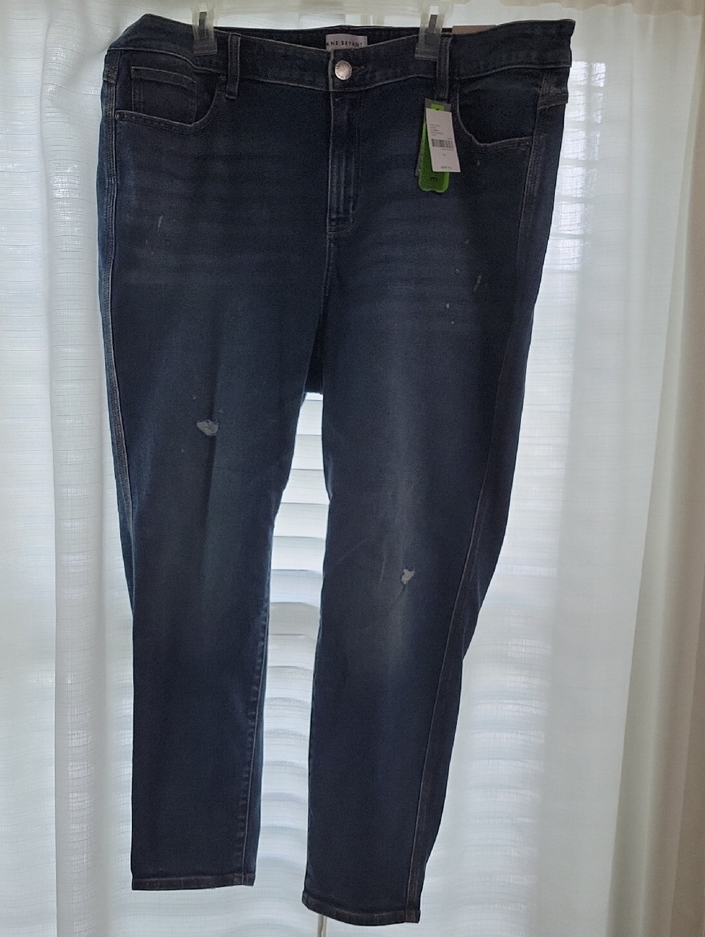 Lane Bryant, Signa Fit Dark Wash Skinny Jeans with Subtle Distressing, Size 22